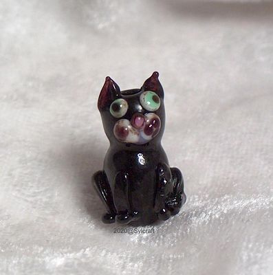 (image for) Late Night Kitty Lampwork Glass bead