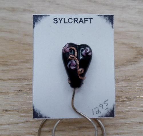 (image for) Black Heart Lampwork glass bead Handcrafted