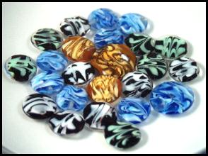 (image for) LENTIL and PILLOW Lampwork glass beads