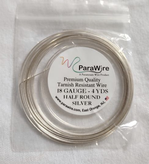 (image for) Silver Plated HALF Round Wire 18 Gauge