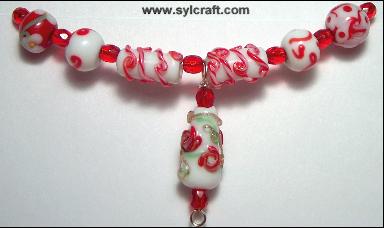 (image for) Red and White Power Lampwork Bead Set