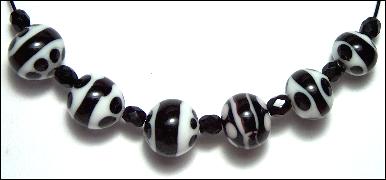 (image for) Melted Dots and Stripes Handmade bead set