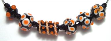 (image for) Black and Orange Lampwork glass bead set