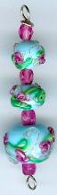 (image for) Rose Delight 2 Glass bead Set Lampwork Handmade