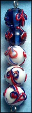 (image for) Patriot Red White and Blue Lampwork glass beads