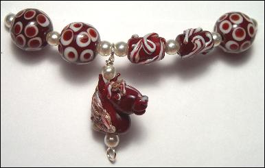 (image for) Chestnut Horse Glass bead set Lampwork glass