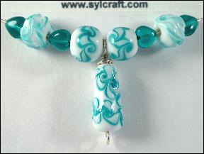 (image for) Teal Twist Lampwork glass bead set