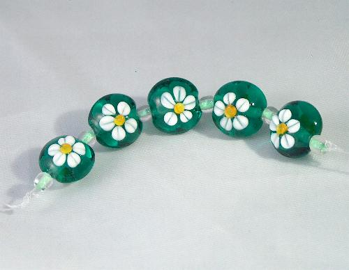 (image for) Emerald Floral Lentil Set- Handmade Beads