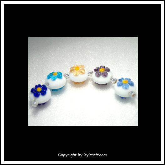 (image for) Multicolor Floral Lentil Set- Handmade Beads