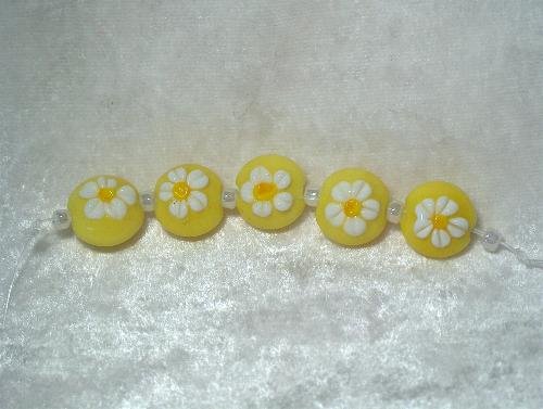 (image for) Sunshine Yellow Floral Lentil Set- Handmade Beads