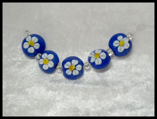 (image for) Cobalt Blue Floral Lentil Set- Handmade Beads