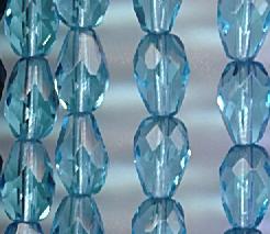 (image for) 10x7mm Aquamarine Teardrop Pear Faceted Firepolish Glass Beads