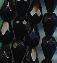 (image for) 10x7mm Jet Black Onyx Black Teardrop Pear Faceted Firepolish Glass Beads