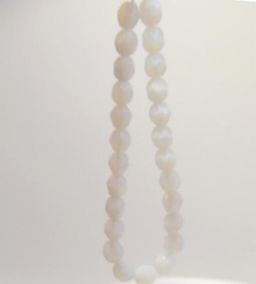 (image for) 6mm Milky White Czech Firepolish Glass Beads 