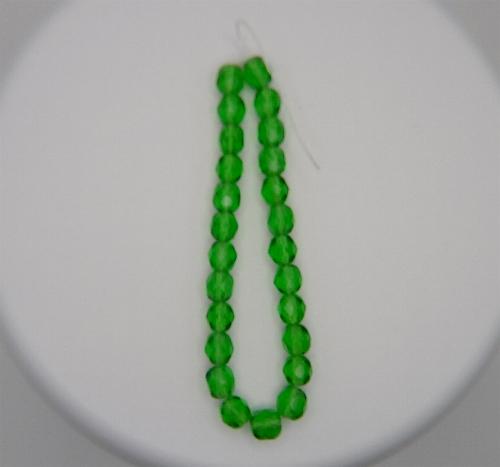 (image for) 6mm Light Emerald Green Czech Firepolish Glass Beads 