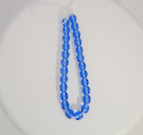 (image for) 6mm Light Cobalt Blue Czech Firepolish Glass Beads 