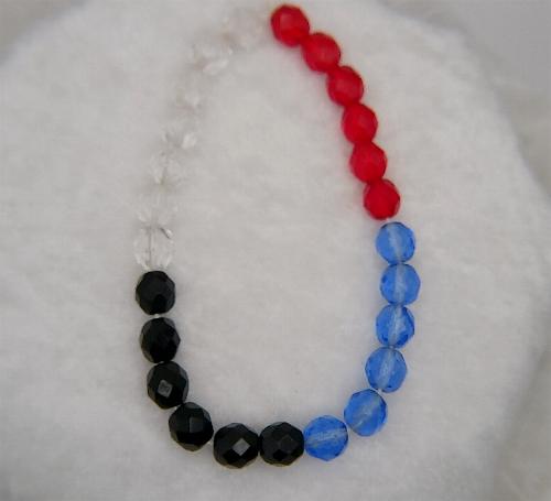 (image for) 8mm Czech faceted Firepolish Glass Beads Red Clear Blue and Black