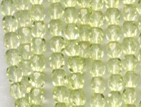 (image for) 4mm Jonquil Yellow Czech Firepolish Glass Beads 