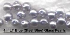 (image for) 4mm Light Silver BLue Glass Pearls