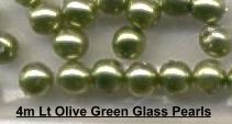 (image for) 4mm Light Olive Green Glass Pearls