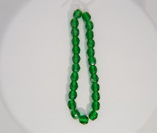 (image for) 6mm Emerald Green Czech Firepolish Glass Beads 