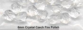 (image for) 6mm Crystal Clear Czech Firepolish Glass Beads 