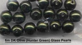 (image for) 6mm Dark Olive Green Glass Pearls