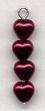 (image for) 6x6mm Garnet Red Glass Pearl Heart Beads