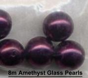 (image for) 8mm Amethyst Glass Pearls