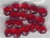 (image for) 8mm Ruby Red Czech faceted Firepolish Glass Beads 