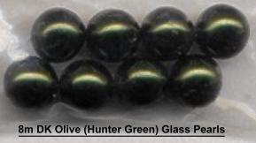 (image for) 8mm Dark Olive Green Glass Pearls