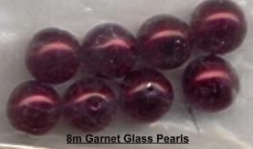 (image for) 8mm Garnet Red Glass Pearls