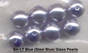 (image for) 8mm Light Silver BLue Glass Pearls