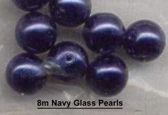 (image for) 8mm Navy Blue Glass Pearls