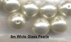 (image for) 8mm White Glass Pearls